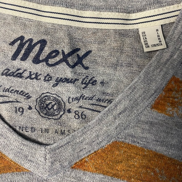 Men's Mexx Striped Long Sleeve Shirt Size M Gray Orange - Picture 2 of 3